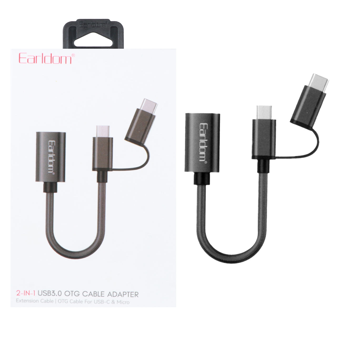 تبدیل Earldom Type-C & MicroUSB To USB3.0 OTGمدل OT84 - مشکی